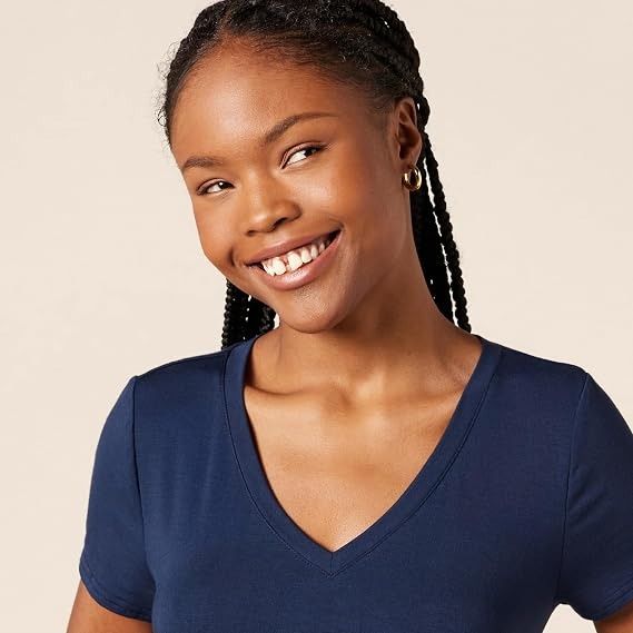 Navy Blue V-Neck Midi Dress image 4